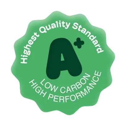 Green »Highest Quality Standard Low Carbon High Performance« Emblem